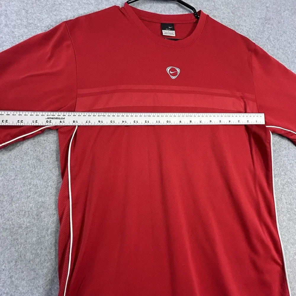 Nike Dri-FIT Shirt Mens Large Red Athletic Training Tee Short Sleeve Swoosh